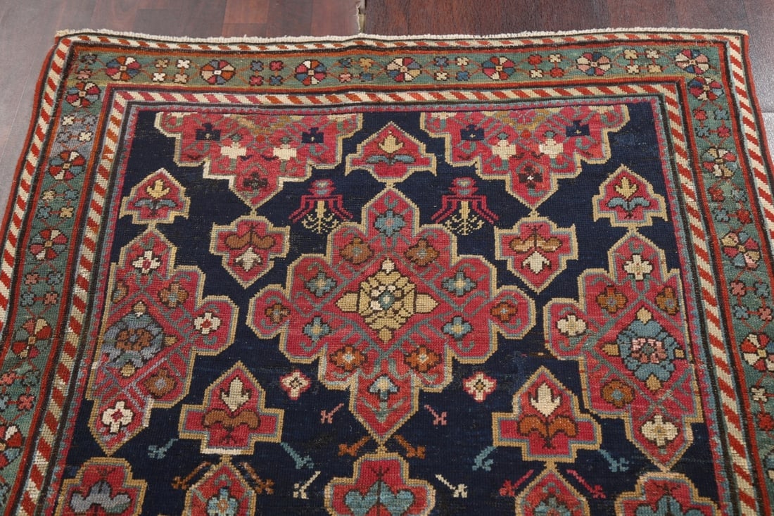 Pre-1900 Antique Karabakh Oriental Runner Rug 4x10 - 12