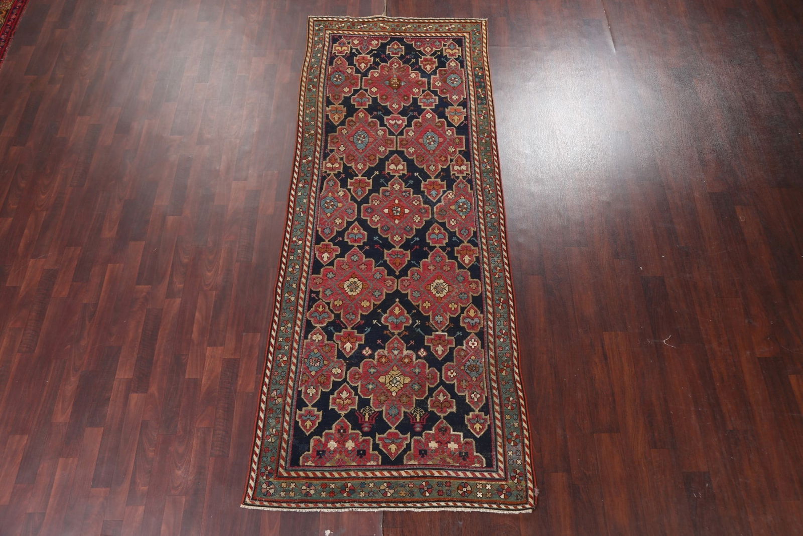 Pre-1900 Antique Karabakh Oriental Runner Rug 4x10 - 15