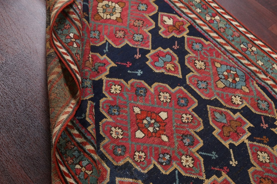 Pre-1900 Antique Karabakh Oriental Runner Rug 4x10 - 17