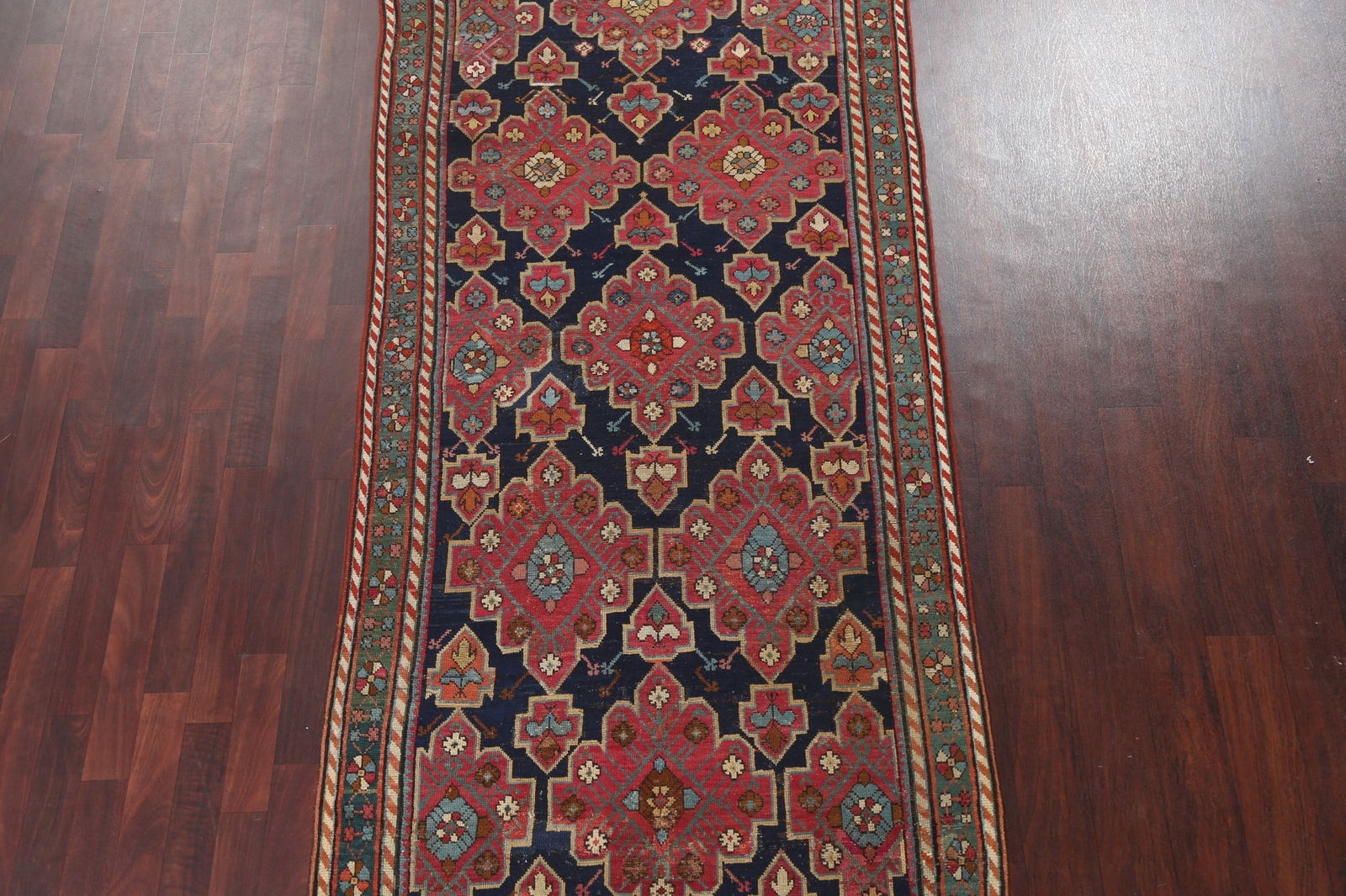 Pre-1900 Antique Karabakh Oriental Runner Rug 4x10 - 4