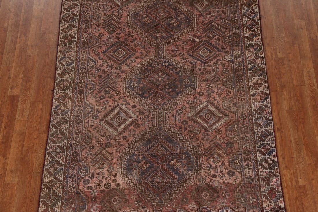 Antique Wool Shiraz Persian Area Rug 5x8 - 4