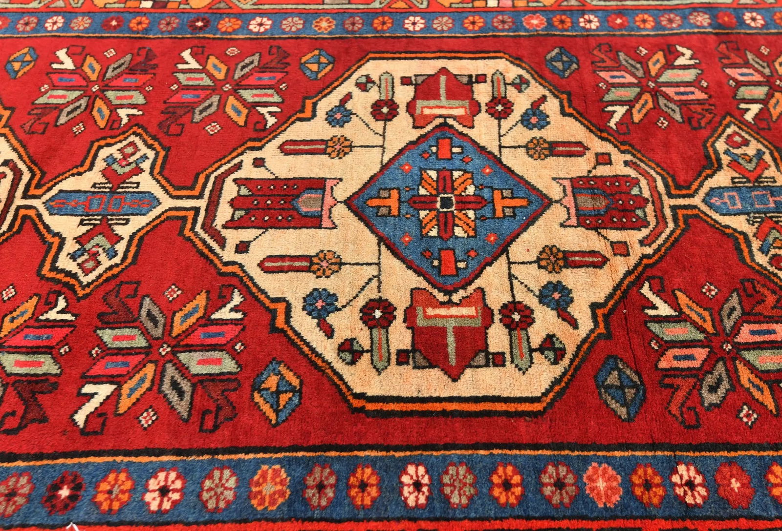 Vintage Red Tribal 3'5X10 Heriz Persian Runner Rug - 5
