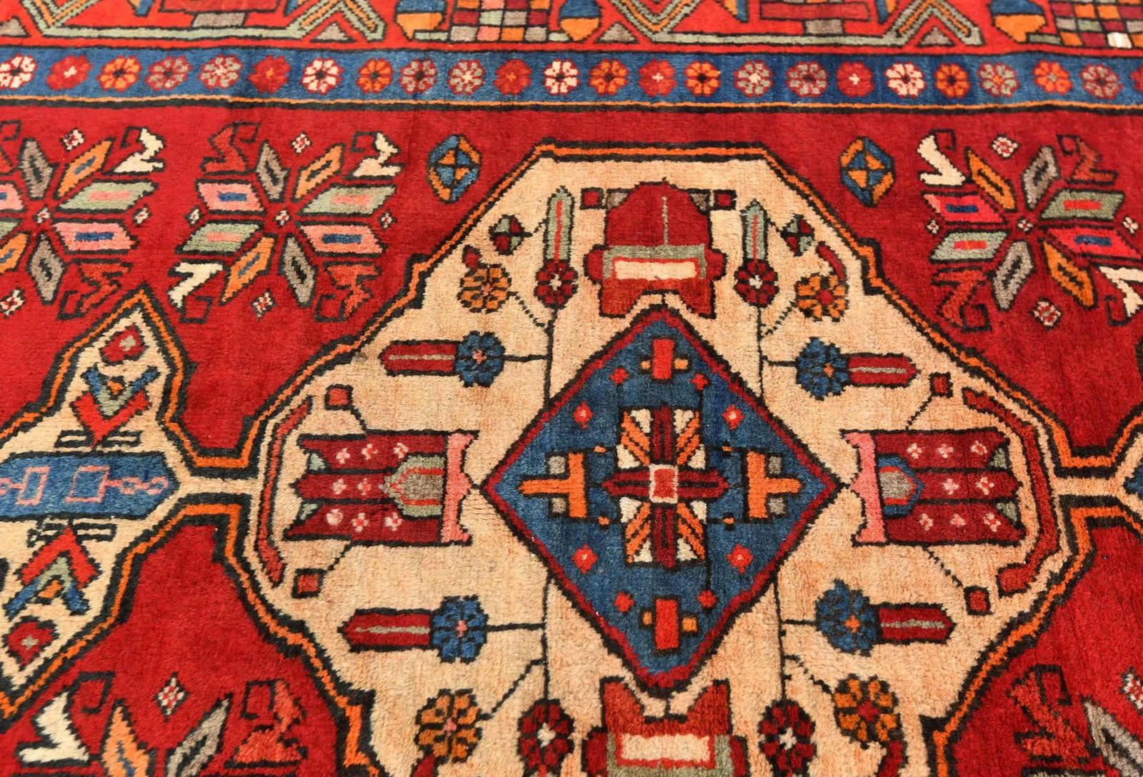Vintage Red Tribal 3'5X10 Heriz Persian Runner Rug - 7