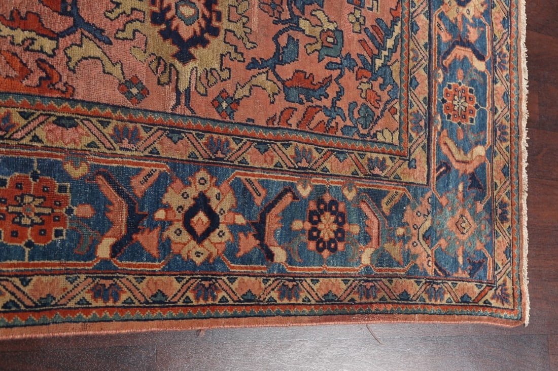 Pre-1900 Antique Vegetable Dye Sultanabad Ziegler Persian Rug 10x12 - 16