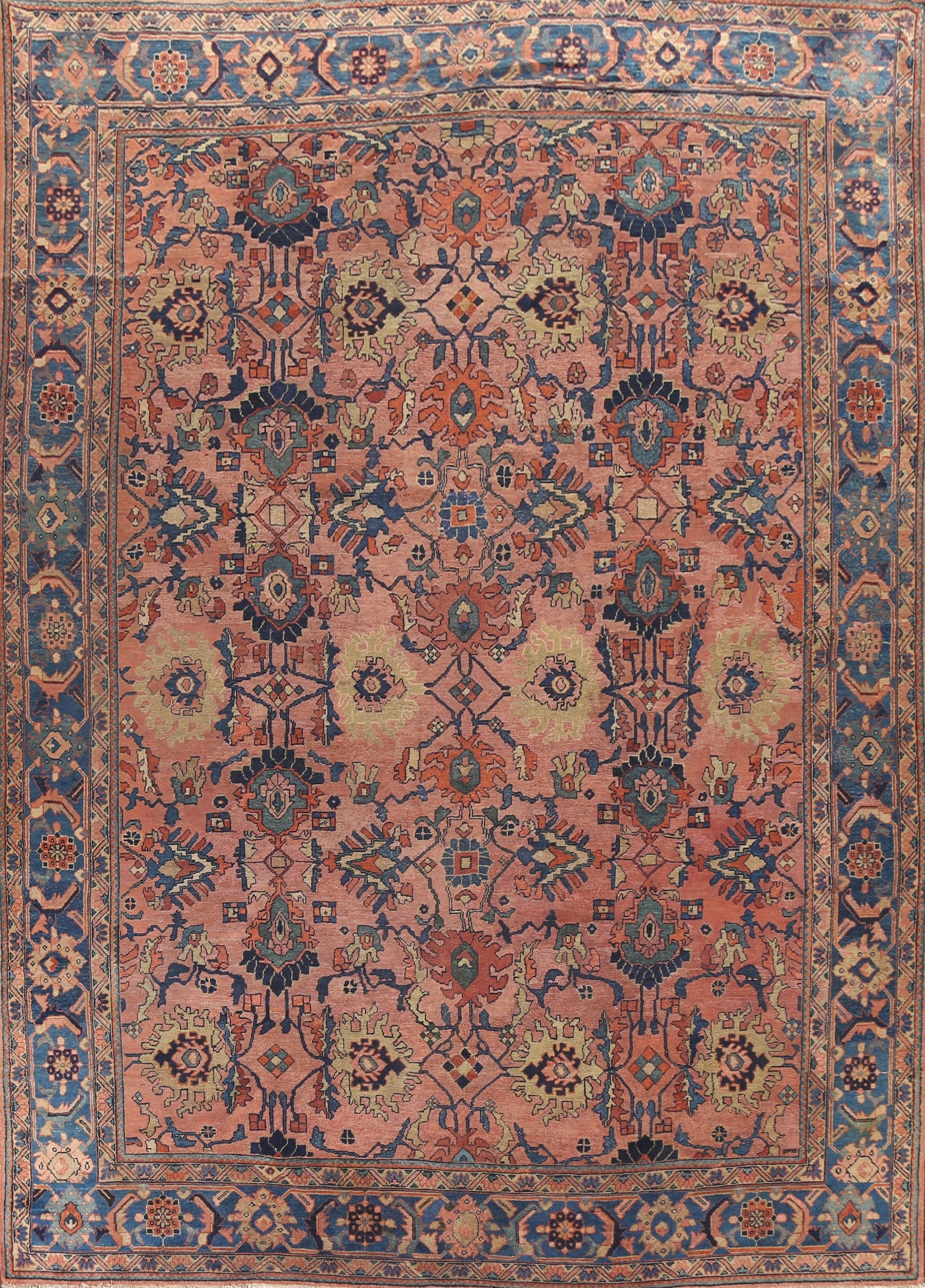 Pre-1900 Antique Vegetable Dye Sultanabad Ziegler Persian Rug 10x12: Title:Pre-1900 Antique Vegetable Dye Sultanabad Ziegler Persian Rug 10x12 Origin:A Beautiful Genuine Iran ( Persia ) Sultanabad rug is Hand Knotted by skillful weavers in Iran ( Persia )