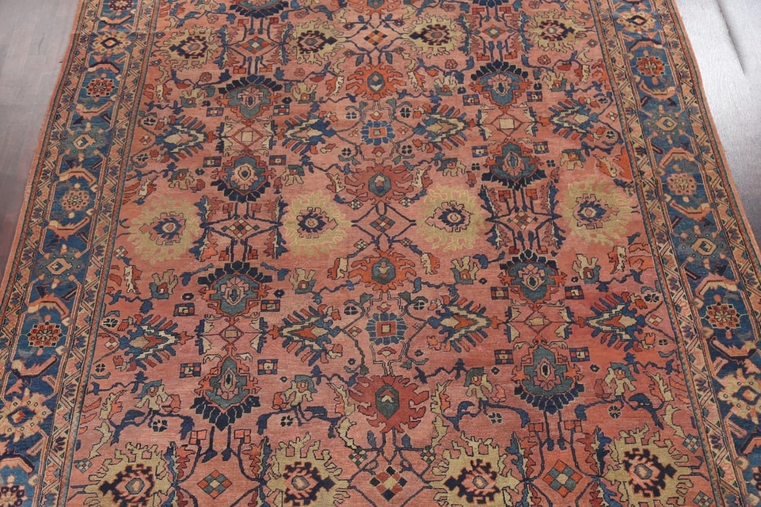 Pre-1900 Antique Vegetable Dye Sultanabad Ziegler Persian Rug 10x12 - 4