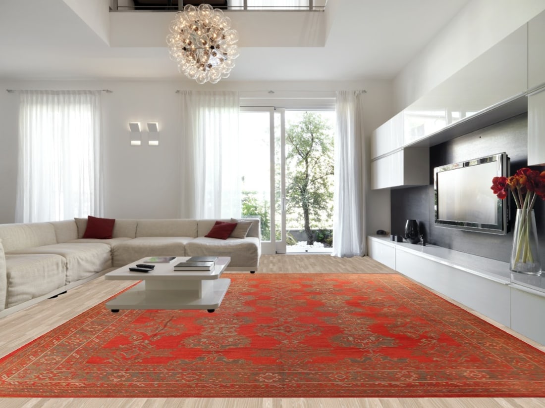 Pre-1900 Antique Vegetable Dye Oushak Turkish Area Rug 14x19 - 2