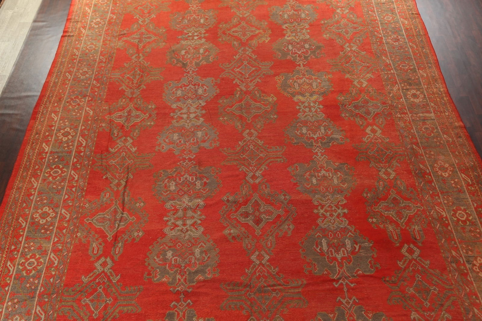 Pre-1900 Antique Vegetable Dye Oushak Turkish Area Rug 14x19 - 4
