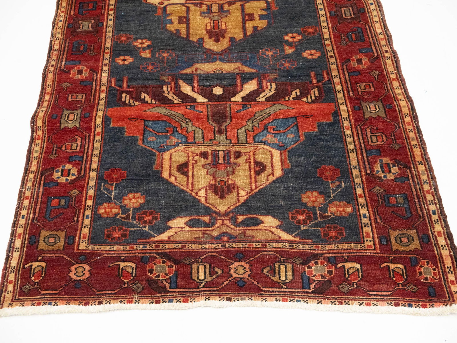 Semi Antique Plum Tribal 4X10 Meshkin Persian Runner Rug - 10