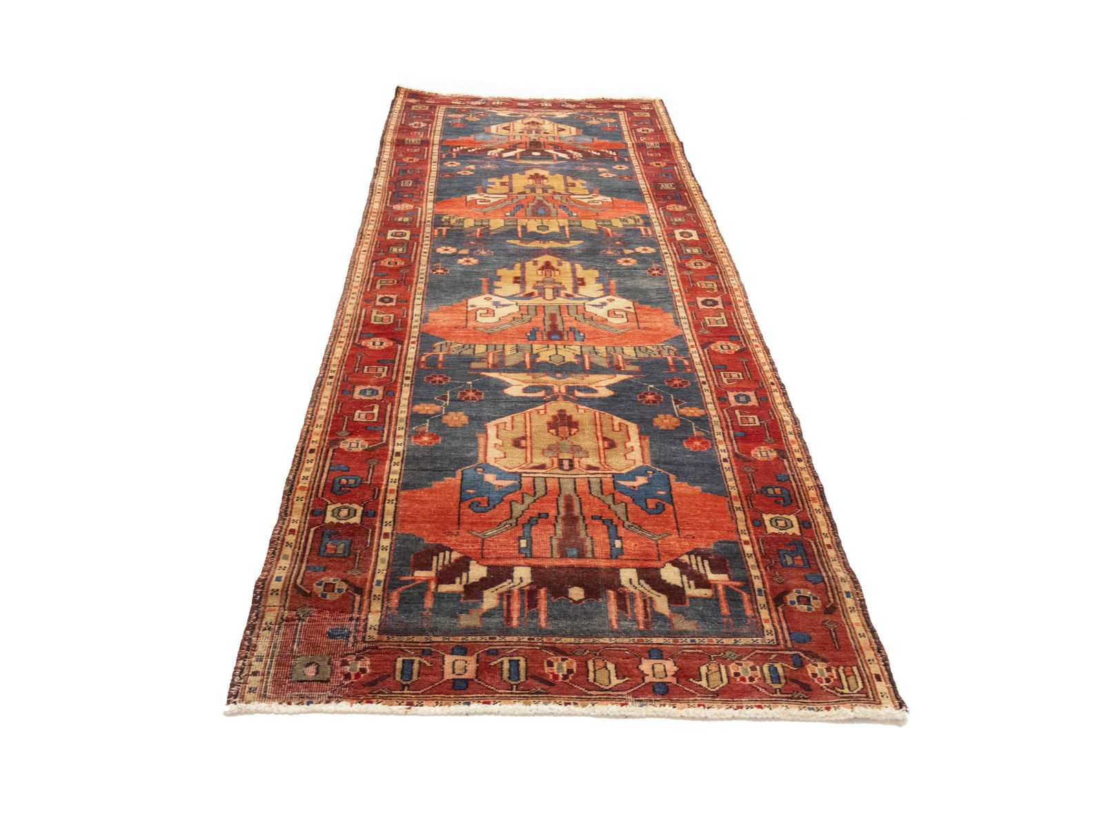 Semi Antique Plum Tribal 4X10 Meshkin Persian Runner Rug - 2