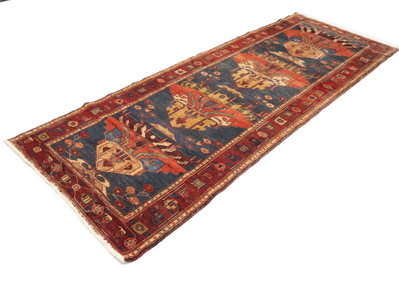 Semi Antique Plum Tribal 4X10 Meshkin Persian Runner Rug - 3