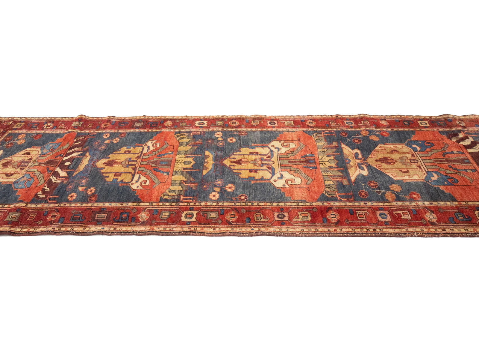 Semi Antique Plum Tribal 4X10 Meshkin Persian Runner Rug - 5
