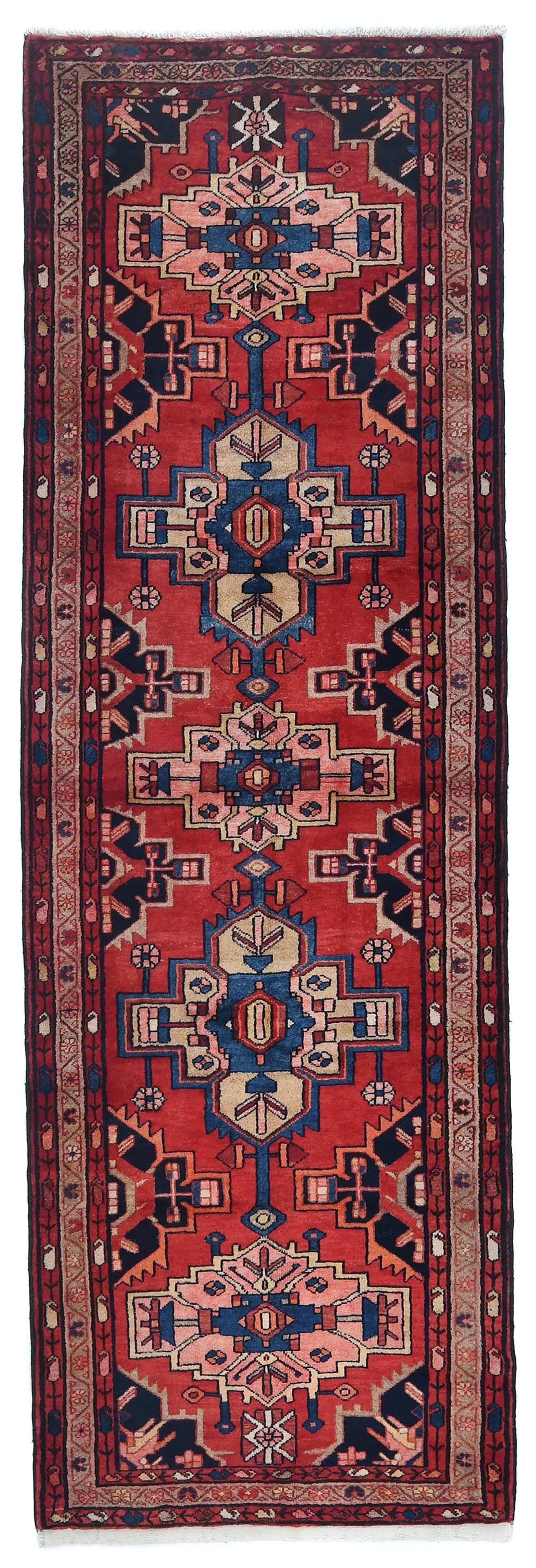 Vintage Red Tribal 3'7X9'10 Hamedan Persian Runner Rug (1 of 12)