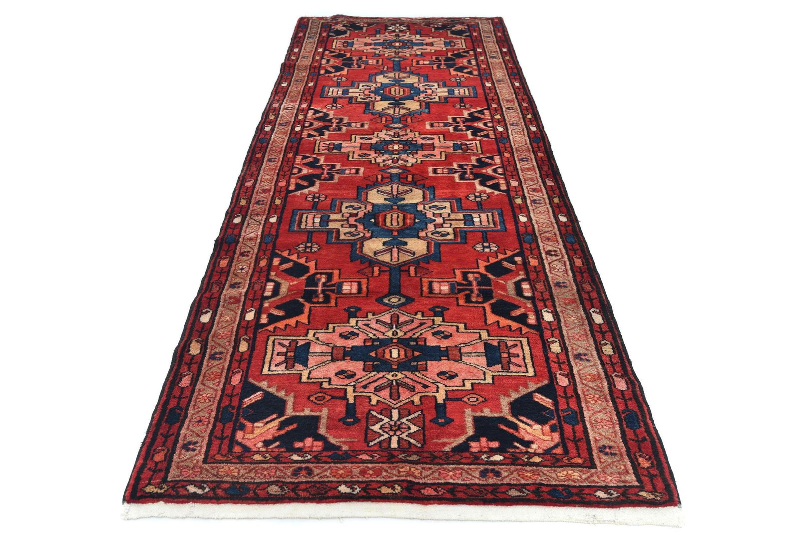 Vintage Red Tribal 3'7X9'10 Hamedan Persian Runner Rug - 2