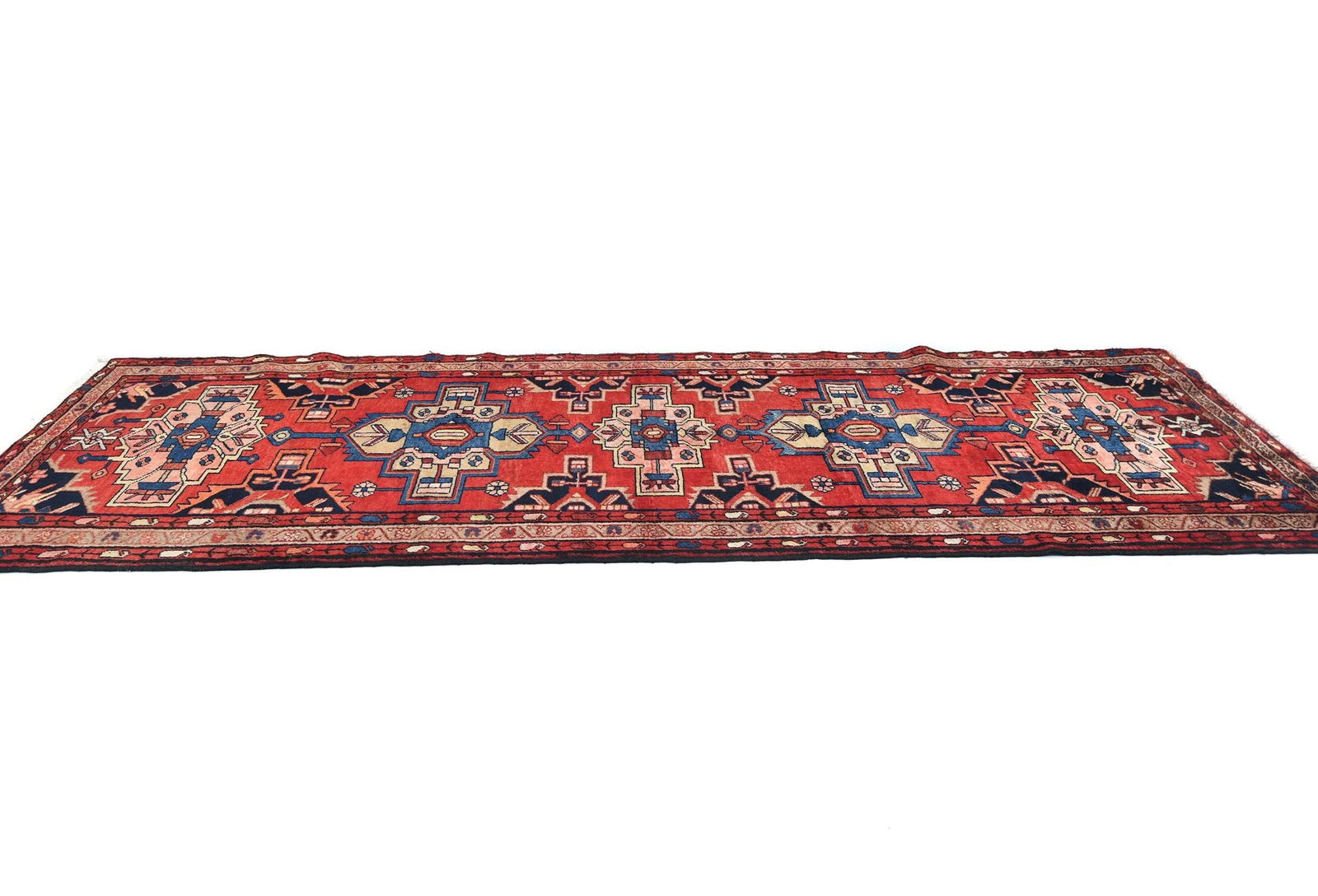 Vintage Red Tribal 3'7X9'10 Hamedan Persian Runner Rug - 4