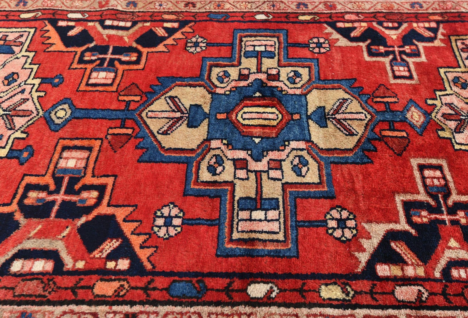Vintage Red Tribal 3'7X9'10 Hamedan Persian Runner Rug - 6