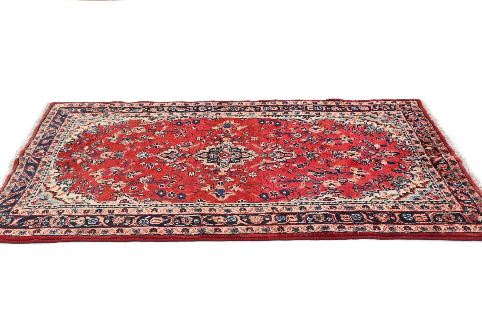 Vintage Red Floral Tribal 3'7X5'6 Hamedan Persian Rug - 4