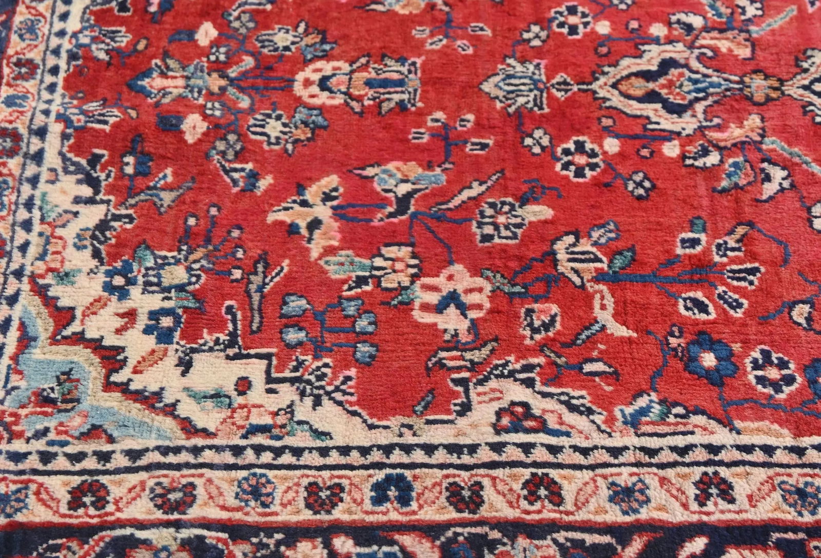 Vintage Red Floral Tribal 3'7X5'6 Hamedan Persian Rug - 6