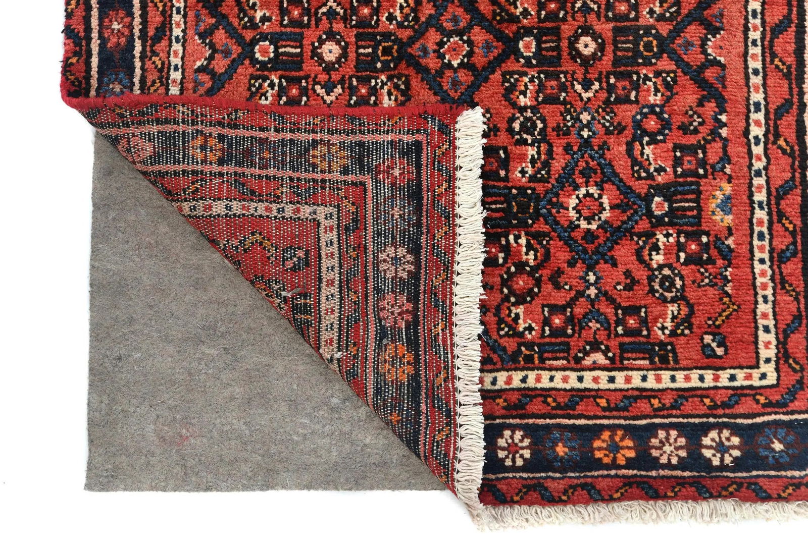 Vintage Red Floral Tribal 3X13 Hamedan Persian Runner Rug - 12