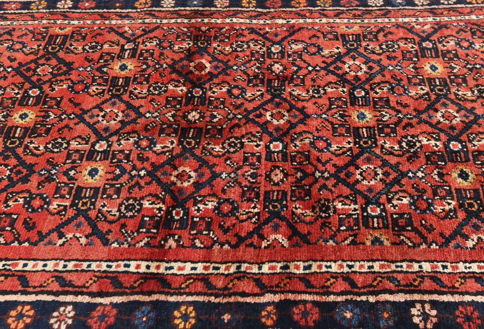 Vintage Red Floral Tribal 3X13 Hamedan Persian Runner Rug - 6