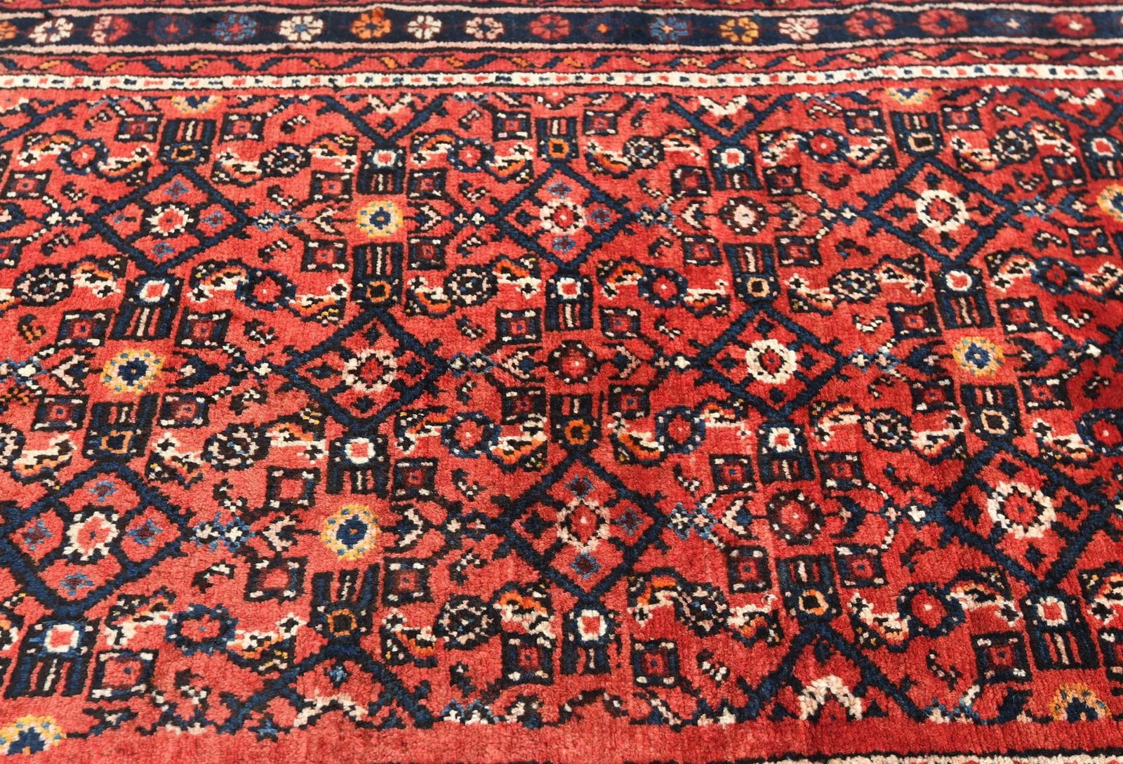 Vintage Red Floral Tribal 3X13 Hamedan Persian Runner Rug - 7