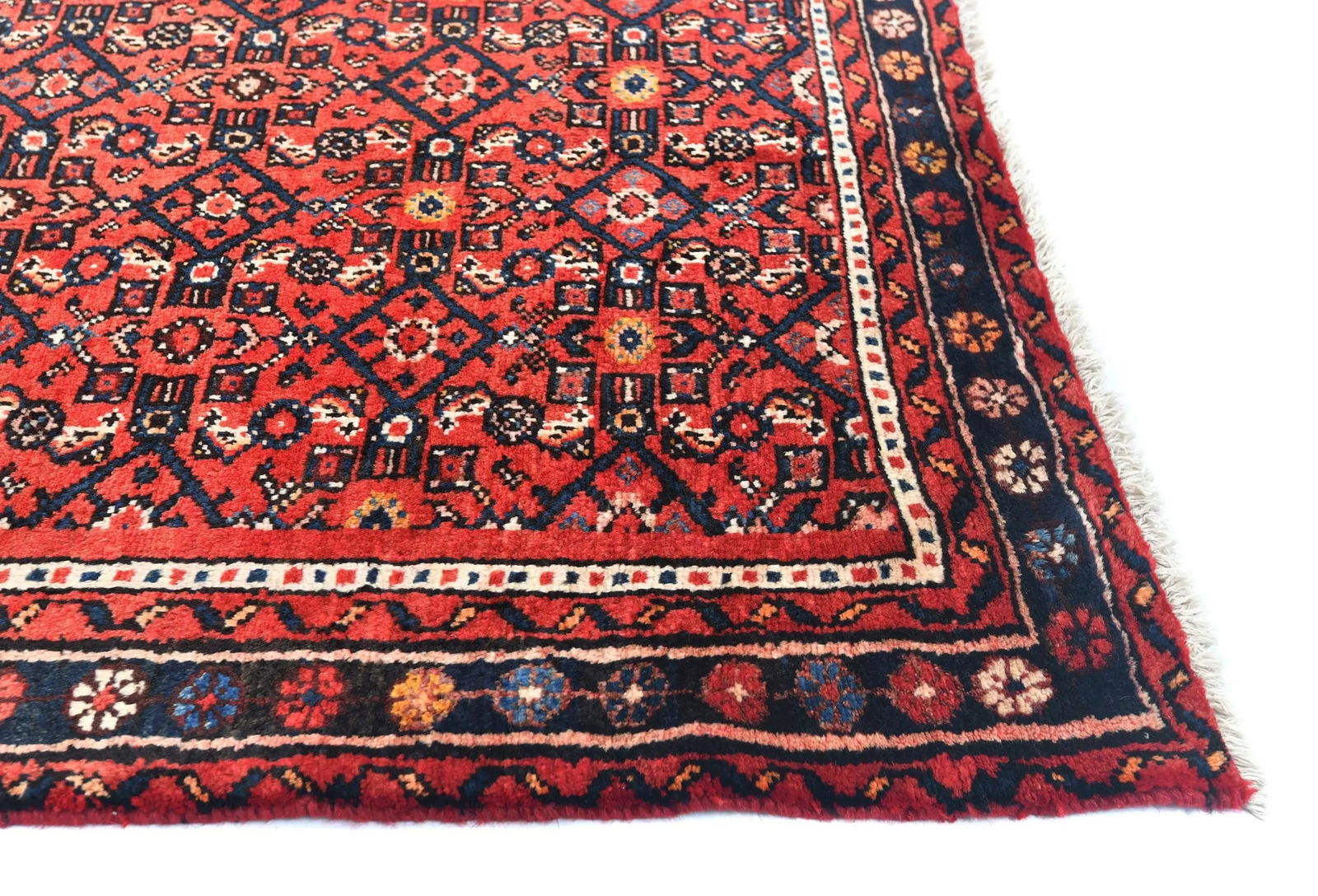 Vintage Red Floral Tribal 3X13 Hamedan Persian Runner Rug - 8