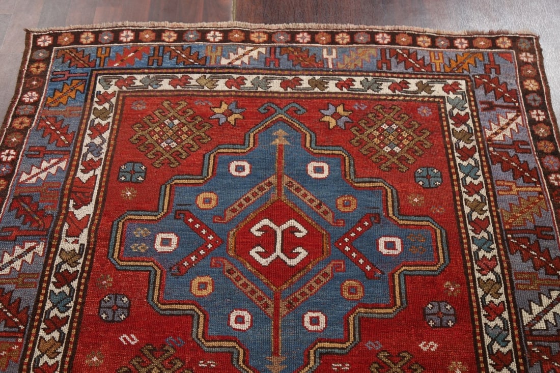 Pre-1900 Antique Vegetable Dye Kazak Oriental Rug 5x7 - 13