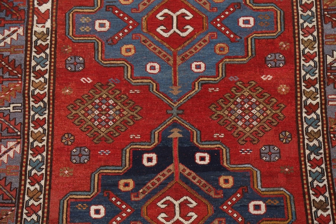 Pre-1900 Antique Vegetable Dye Kazak Oriental Rug 5x7 - 5