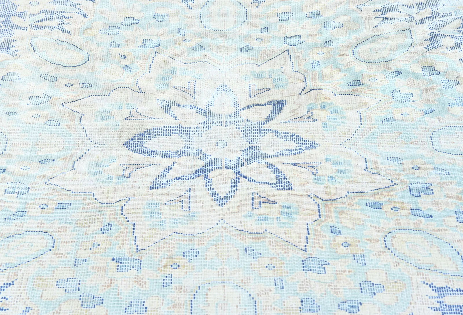 Antique Muted Blue Floral 8X11 Distressed Vintage Oriental Rug - 5