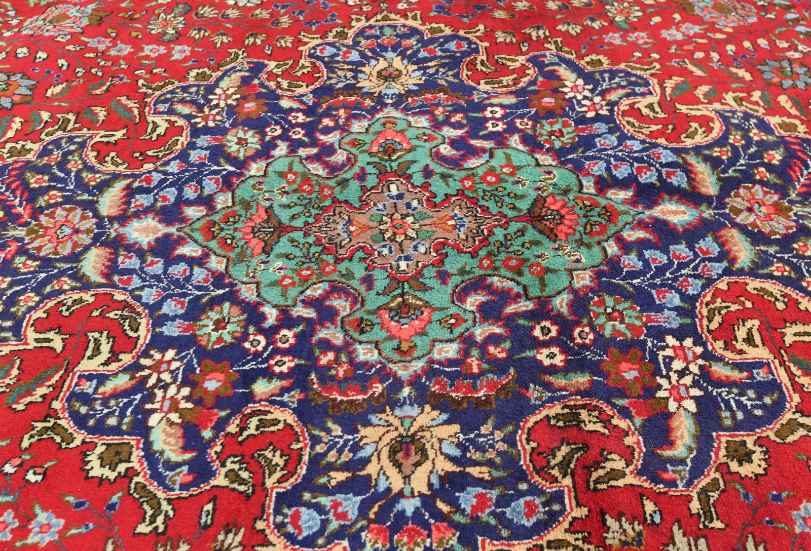 Vintage Red Floral Traditional 10X13 Tabriz Persian Rug - 5