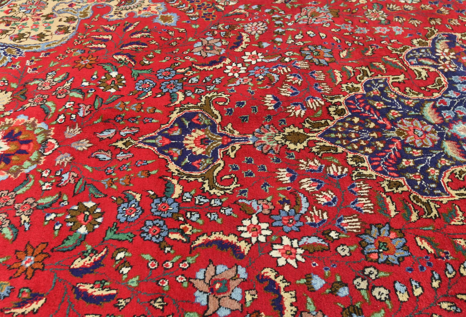 Vintage Red Floral Traditional 10X13 Tabriz Persian Rug - 6