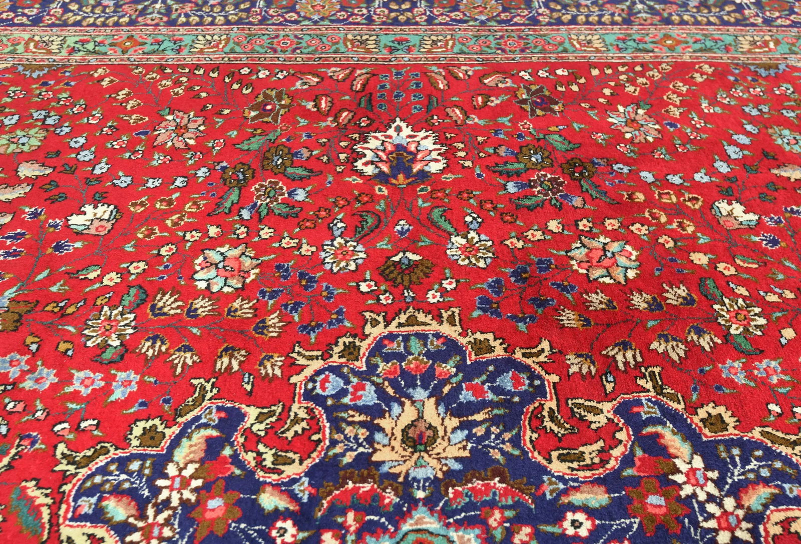 Vintage Red Floral Traditional 10X13 Tabriz Persian Rug - 7
