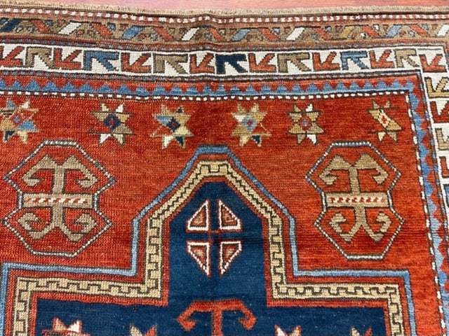 Antique kazak caucasian rug-5009 - 4