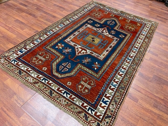 Antique kazak caucasian rug-5009 - 7