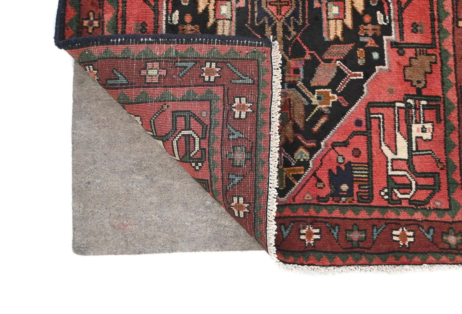 Vintage Charcoal Tribal 3X9 Hamedan Persian Runner Rug - 12