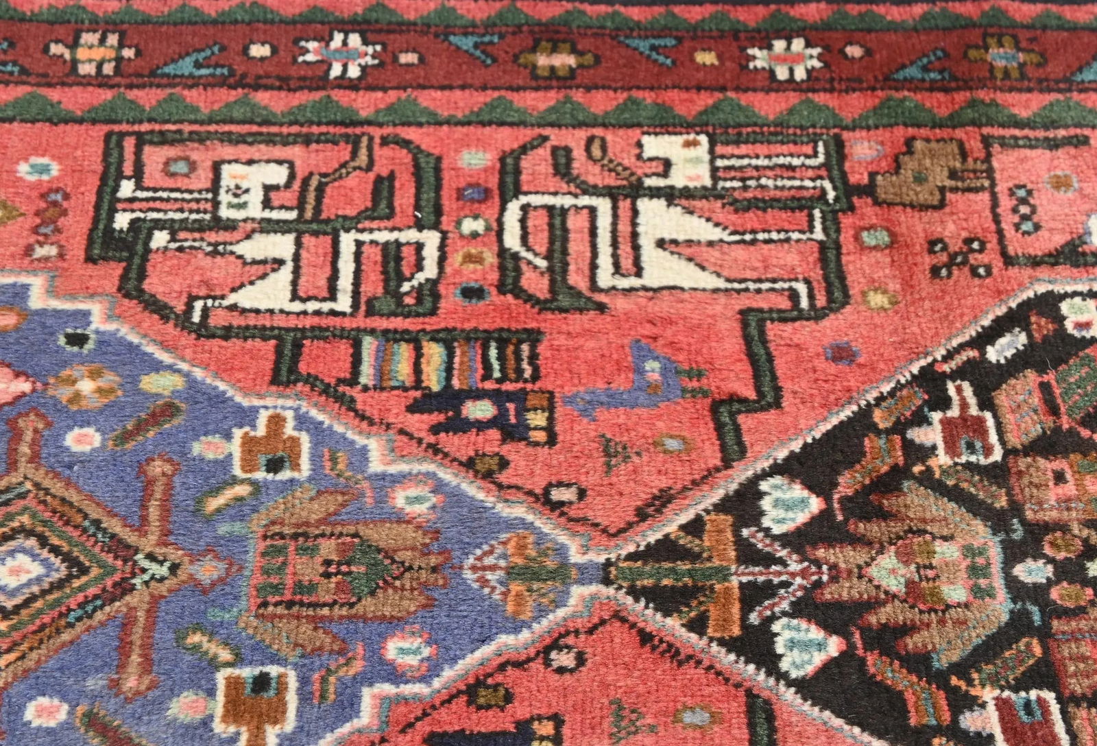 Vintage Charcoal Tribal 3X9 Hamedan Persian Runner Rug - 7