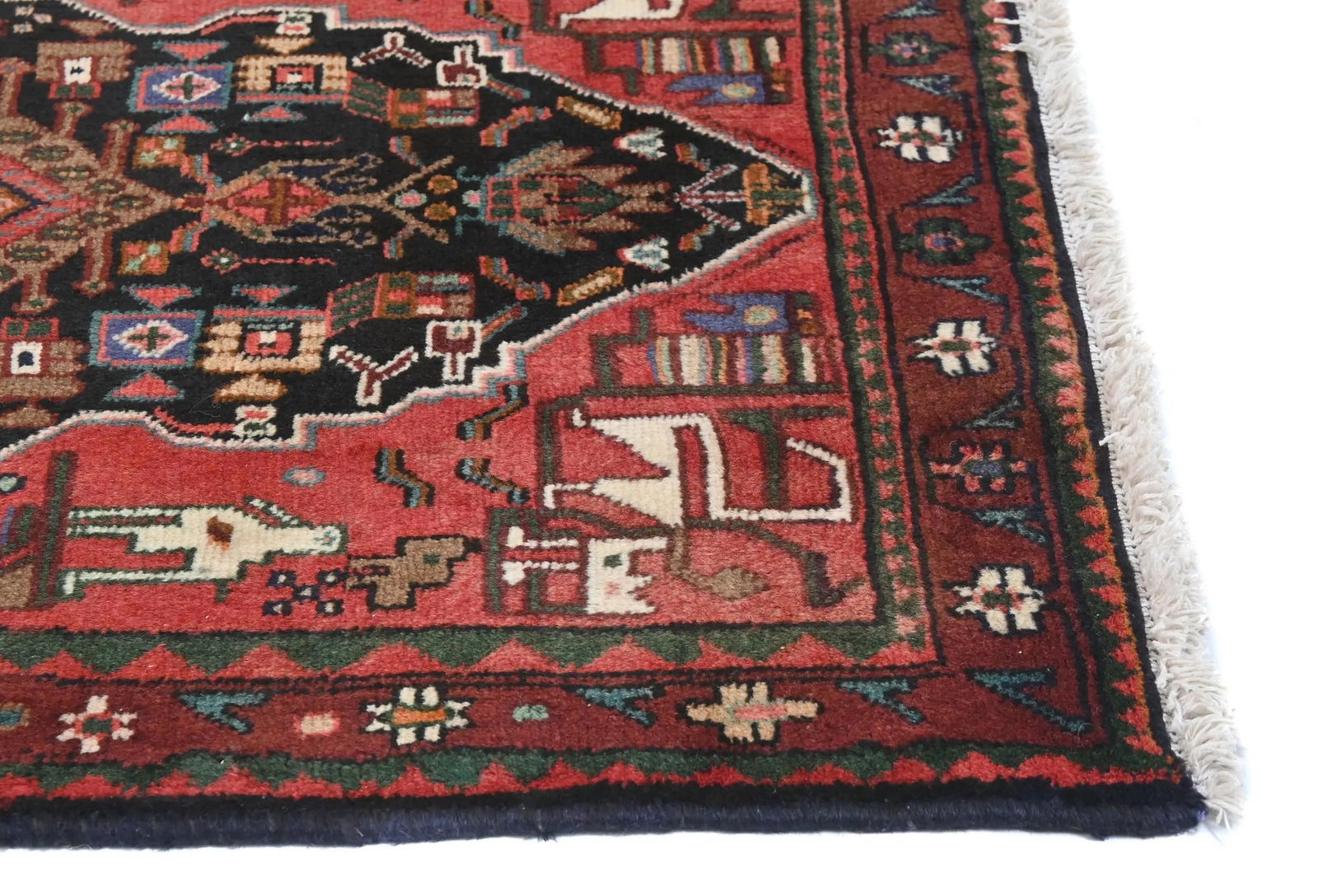 Vintage Charcoal Tribal 3X9 Hamedan Persian Runner Rug - 8