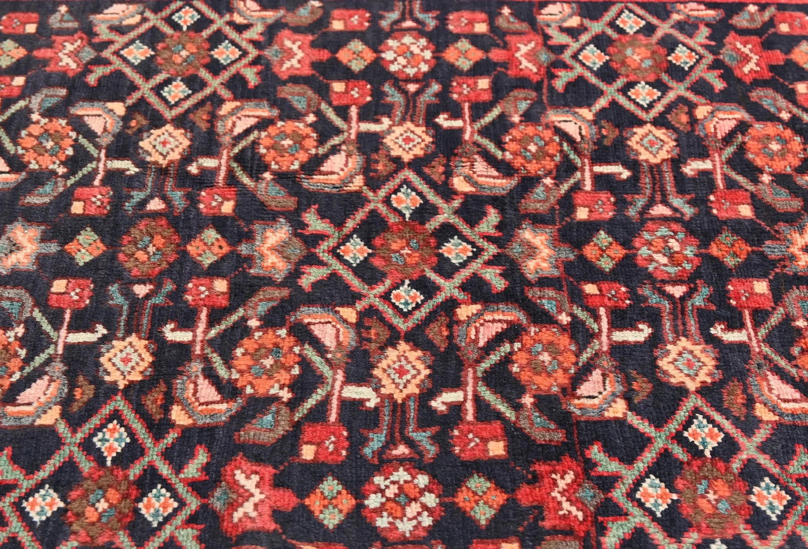 Vintage Plum Floral Tribal 4X11 Hamedan Persian Runner Rug - 5