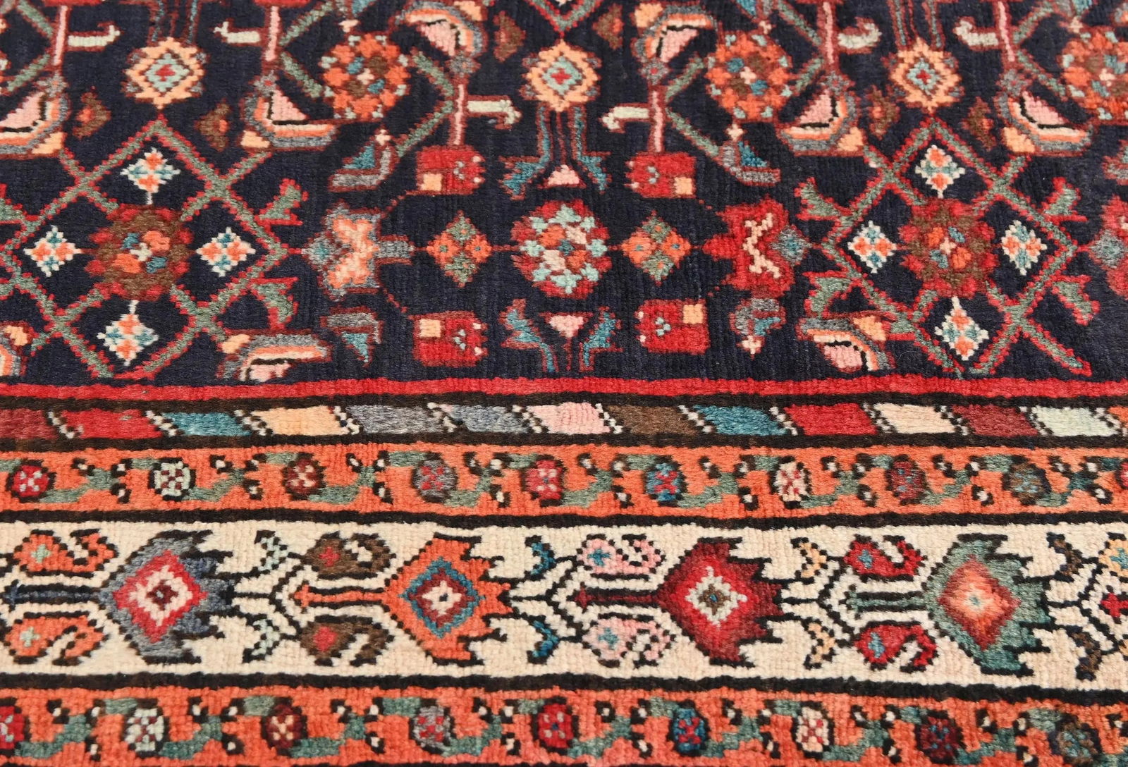 Vintage Plum Floral Tribal 4X11 Hamedan Persian Runner Rug - 6