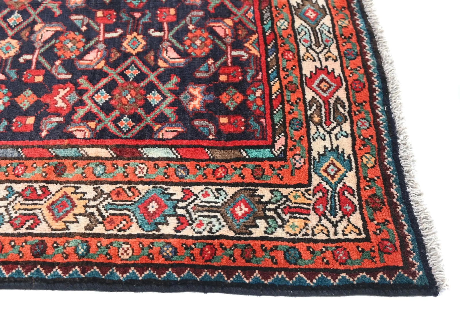 Vintage Plum Floral Tribal 4X11 Hamedan Persian Runner Rug - 8