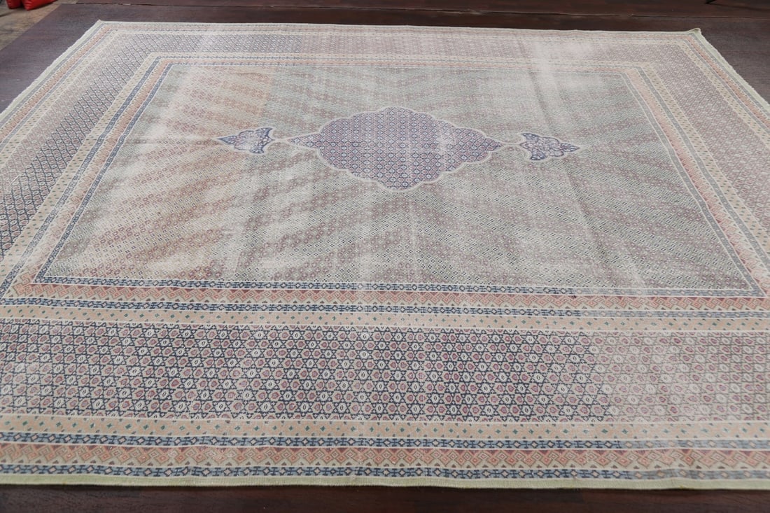 Antique Distressed Kerman Persian Area Rug 10x12 - 14