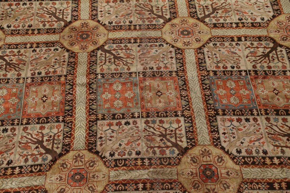Antique Vegetable Dye Tabriz Haj Jalili Persian Rug 14x20 - 5