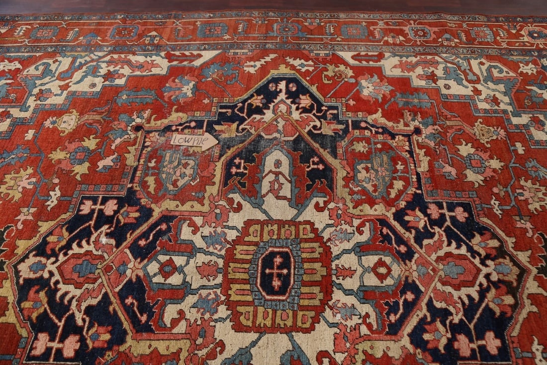 Antique Vegetable Dye Heriz Serapi Persian Area Rug 10x11 - 13