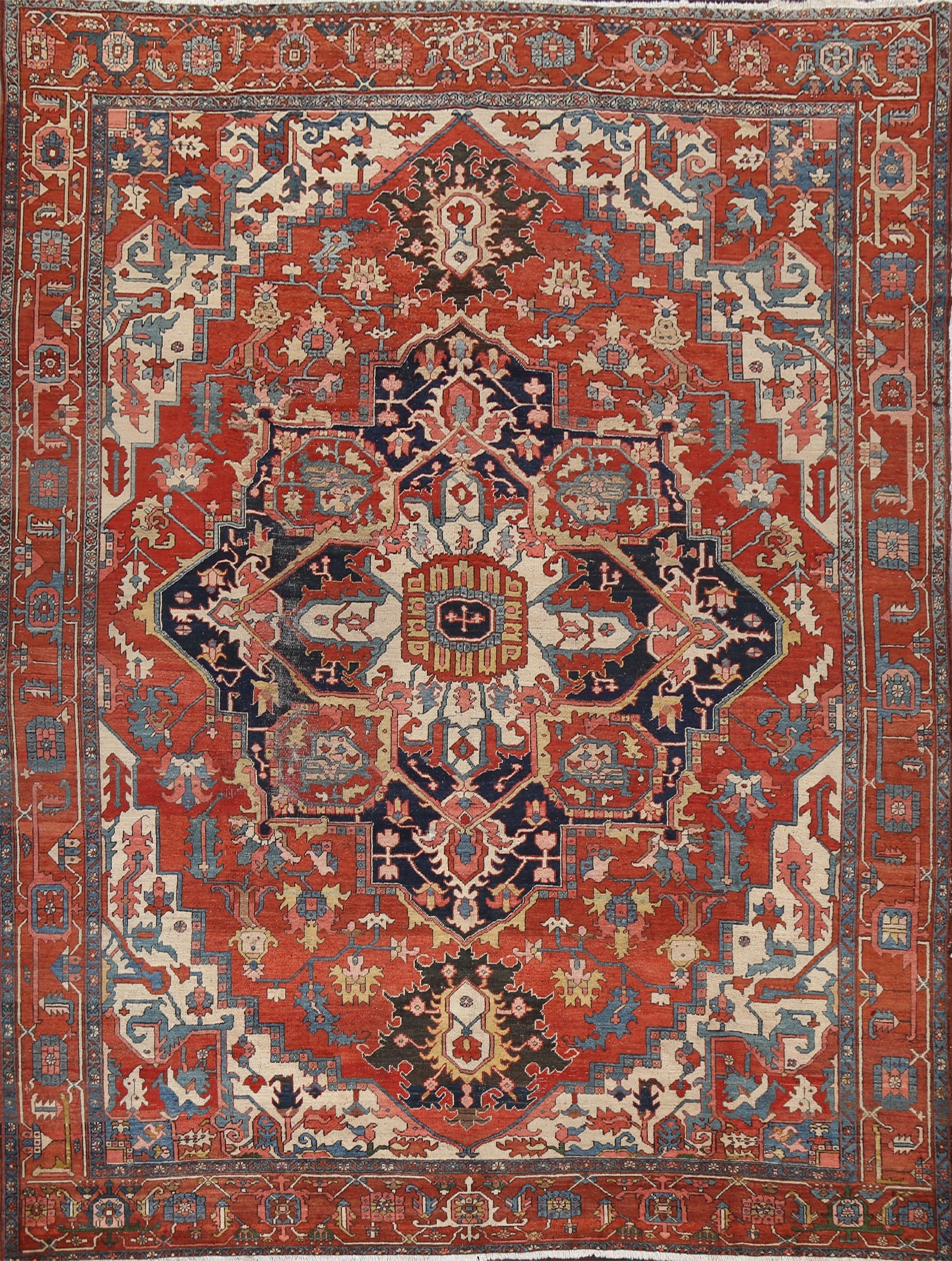 Antique Vegetable Dye Heriz Serapi Persian Area Rug 10x11 (1 of 20)