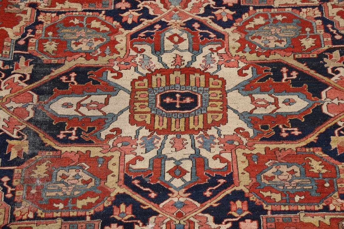 Antique Vegetable Dye Heriz Serapi Persian Area Rug 10x11 - 5