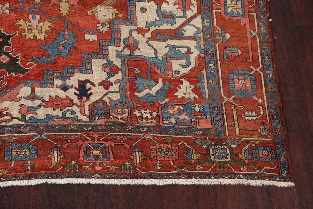 Antique Vegetable Dye Heriz Serapi Persian Area Rug 10x11 - 7