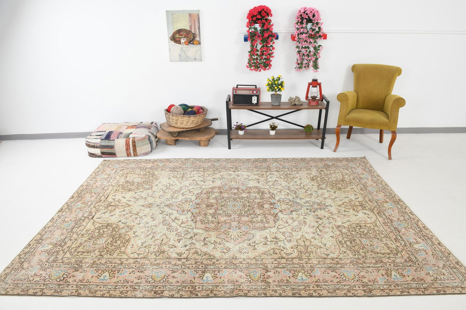 6'9'' x 9'10'' Handmade Vintage Wool Rug - 17745 - 2