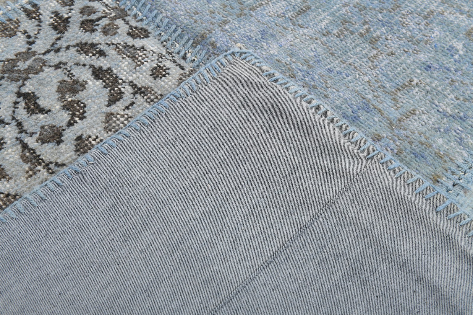 5'7'' x 8'2'' Handmade Vintage Wool Patchwork Rug - 294 - 13