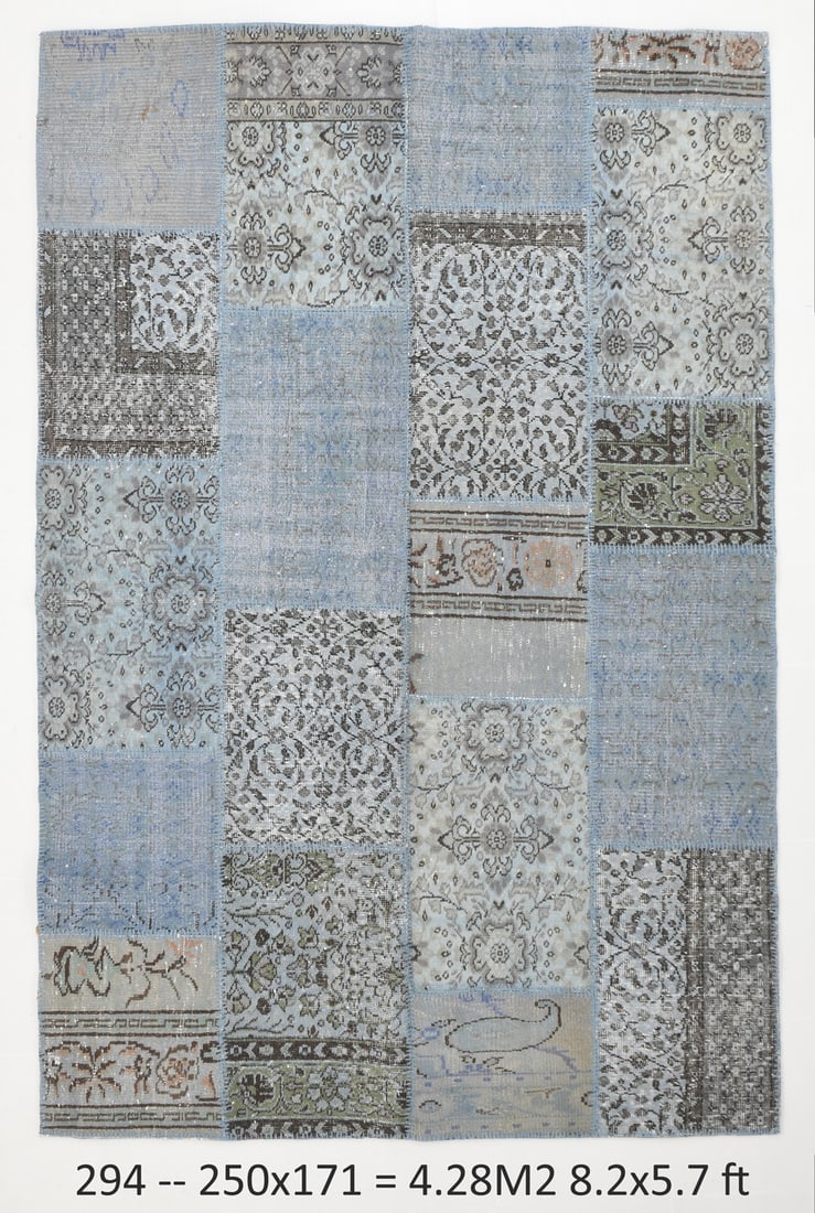 5'7'' x 8'2'' Handmade Vintage Wool Patchwork Rug - 294: Title: 5'7'' x 8'2'' Handmade Vintage Wool Patchwork Rug - 294 Description:5'7'' x 8'2'' Handmade Vintage Wool Patchwork Rug - 294 Origin:Turkiye Date/Period:1960-90 Materials:Wool,Cotton Dimension:5'