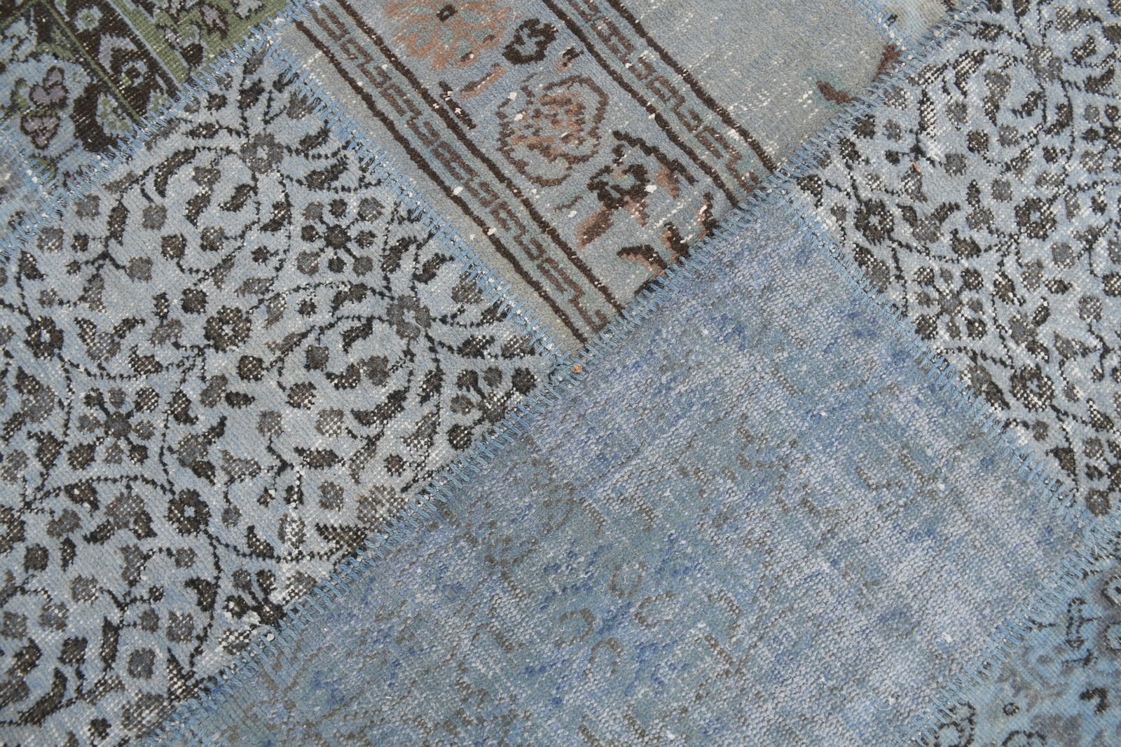 5'7'' x 8'2'' Handmade Vintage Wool Patchwork Rug - 294 - 6